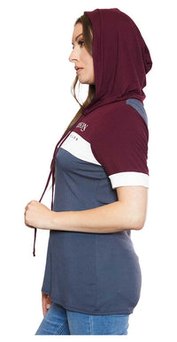 Harley-Davidson® Women's Luxury Colorblocked Hooded Short Sleeve Shirt - Gray