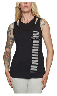 Harley-Davidson® Women's To The Edge Double Layer Sleeveless Tank Top, Black