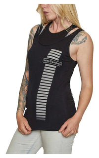 Harley-Davidson® Women's To The Edge Double Layer Sleeveless Tank Top, Black