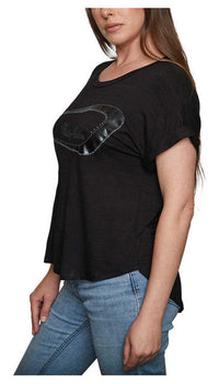 Harley-Davidson® Women's Embellished Strider Scoop Neck Short Sleeve Tee, Black