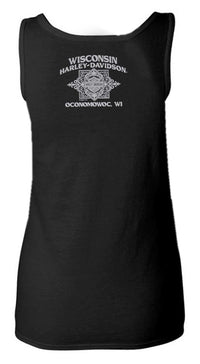 Harley-Davidson Women's Retro Skewed Harley Logo Sleeveless Tank Shirt, Black