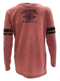 Harley-Davidson Women's Ceramic Long Sleeve Waffle Knit Henley - Terracotta